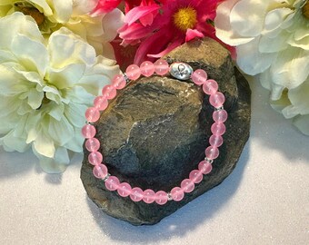 Pink Jade Gemstone Bracelet with Awareness Ribbon Charm: Show Your Support in Style