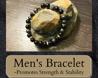 Black Onyx & Hematite Bracelet: Handmade Gemstone Jewelry