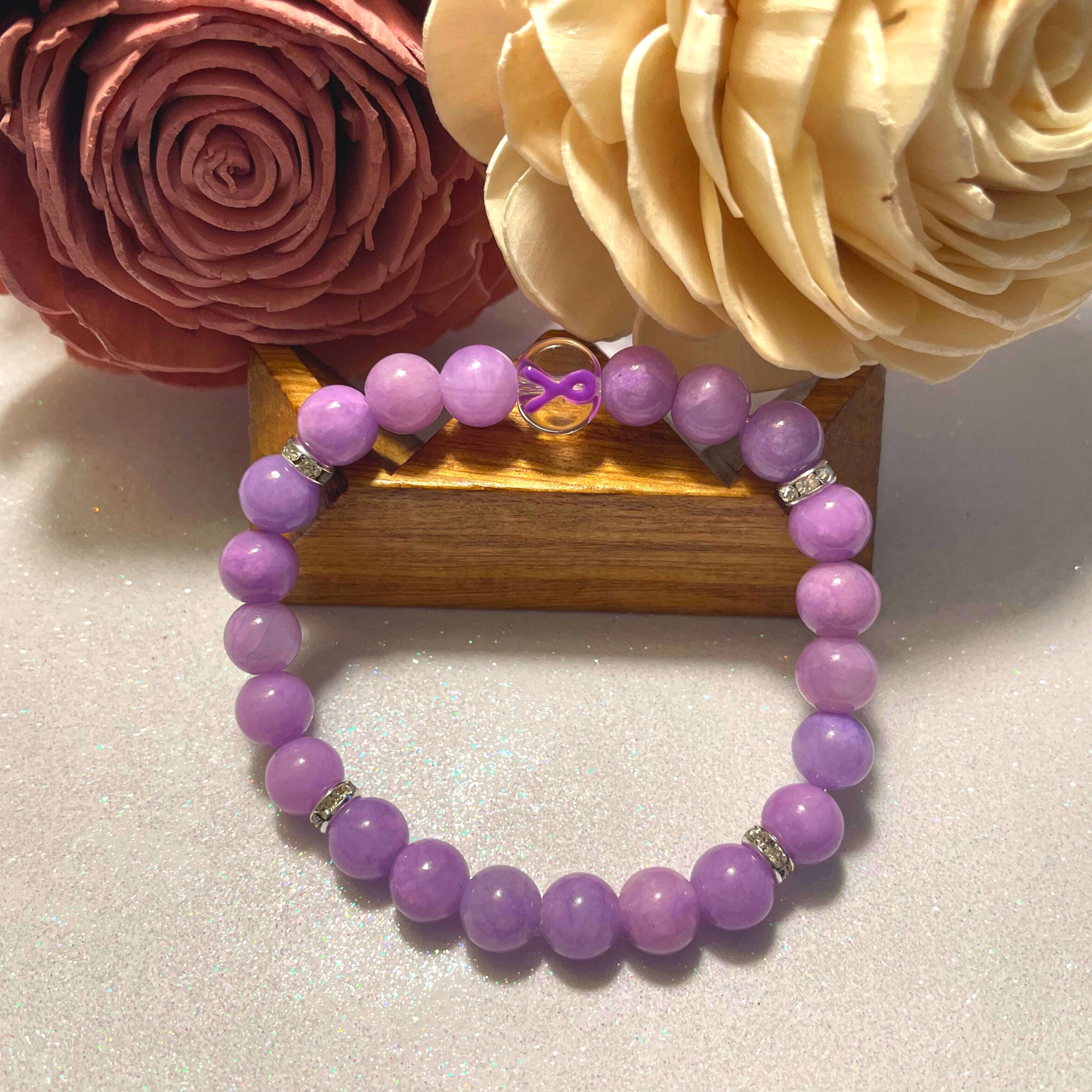 Purple Ribbon Awareness Bracelet, Alzheimer's and Dementia Support