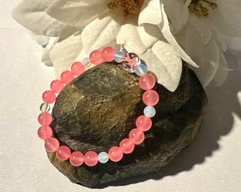 Breast Cancer Awareness Bracelet with Pink Ribbon Bead - Show Your Support