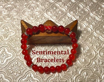 Red Ribbon Carnelian Bracelet, HIV/AIDS Awareness, Heart Disease Support
