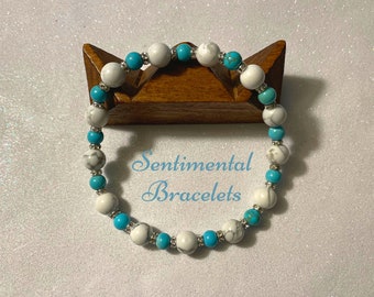 Cervical Cancer Awareness Bracelet made with Howlite and Turquoise Gemstones