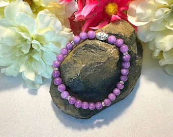 Hope and Awareness: Handmade Purple Jade Bracelet with a Ribbon Charm