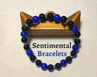 Black & Blue Jade Awareness Bracelet: Loss of Male Loved One