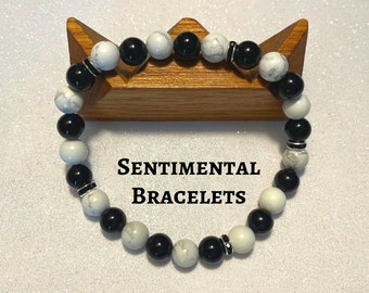 Black & White Gemstone Awareness Bracelet: Sentimental Support