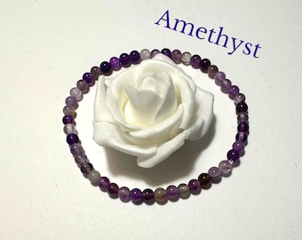 Amethyst Gemstone Bracelet: Dainty Minimalist Stackable Bracelet