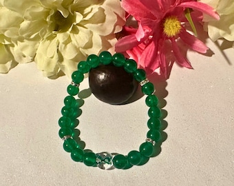 Jade Gemstone Bracelet: Green Ribbon Awareness, Handmade Support