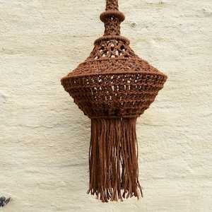 Boho Chandelier in Brown Macramé: Eco-Chic in 50% Cotton & Natural Fibers, Ethnic