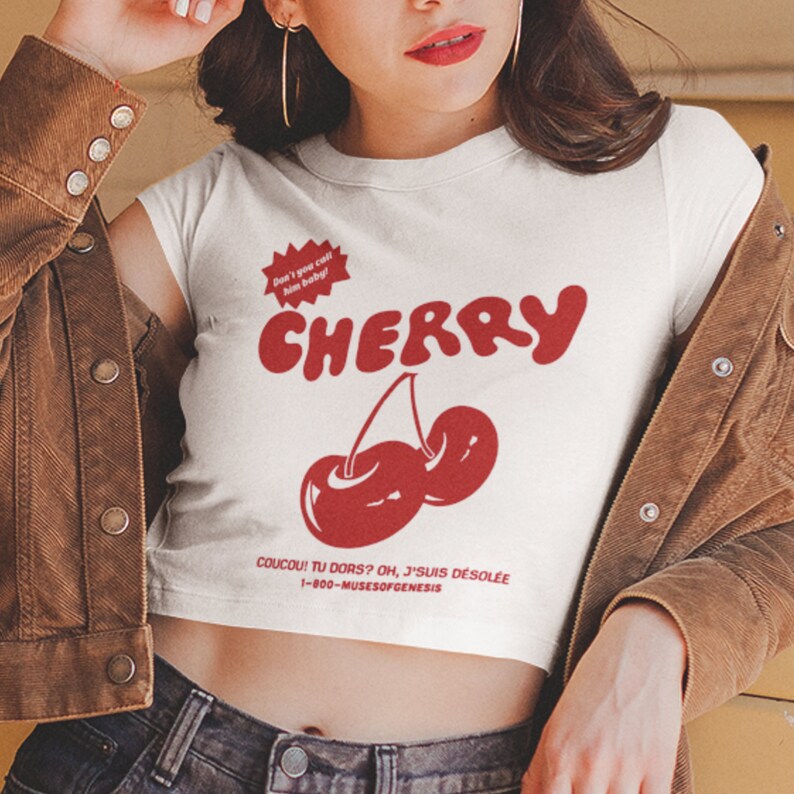 Coucou Cherry Vintage Shirt, Retro Cherries Crop Top, Cropped Cute Cherries Bayby Tee, Graphic Tee, Gift for Her 