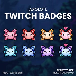 AXOLOTL Sub & Bit Badges | Twitch Graphics for Streamers