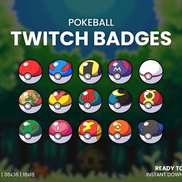 Insignias de POKEBALL Sub & Bit / Gráficos de Twitch para Streamers