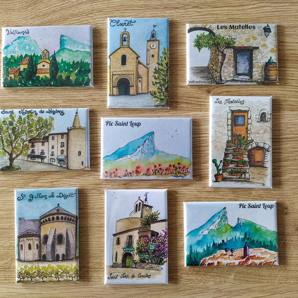 Magnets 7.8 x 5.3cm, Pic St Loup and surrounding areas (Hérault, Occitanie)