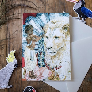 Prahlad Narasimha Wenskaarten | Blanco binnenkant | Bhaktikunst | A6 | Gratis verzending