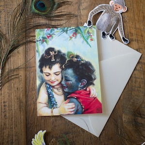 Krishna Balaram-wenskaarten | Blanco binnenkant | Bhaktikunst | A6 |  Gratis verzending
