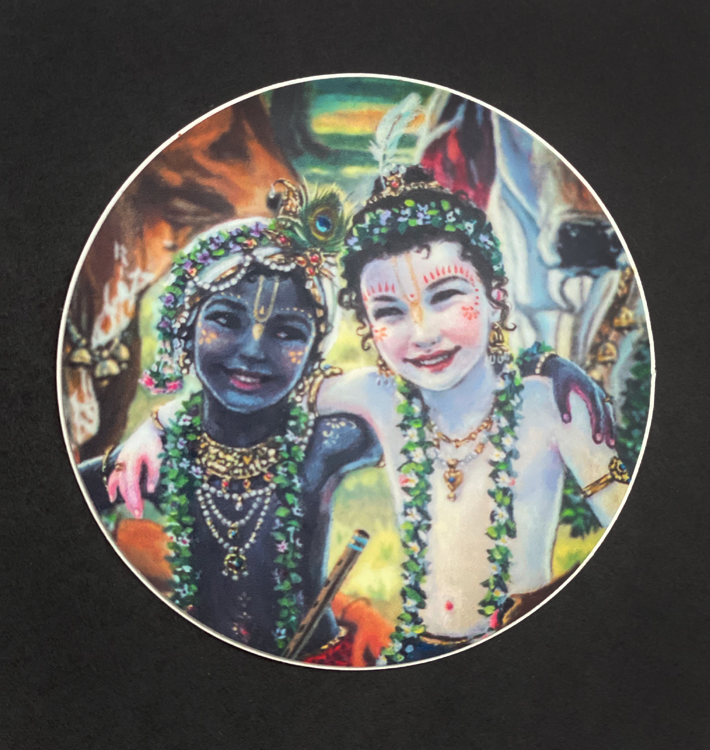 Krishna Balaram round sticker | vinyl | Waterproof