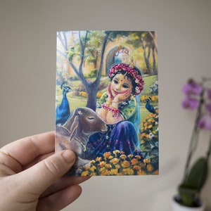 Little Radha greeting cards | Blank inside | Bhakti Art | A6 | Free Shipping