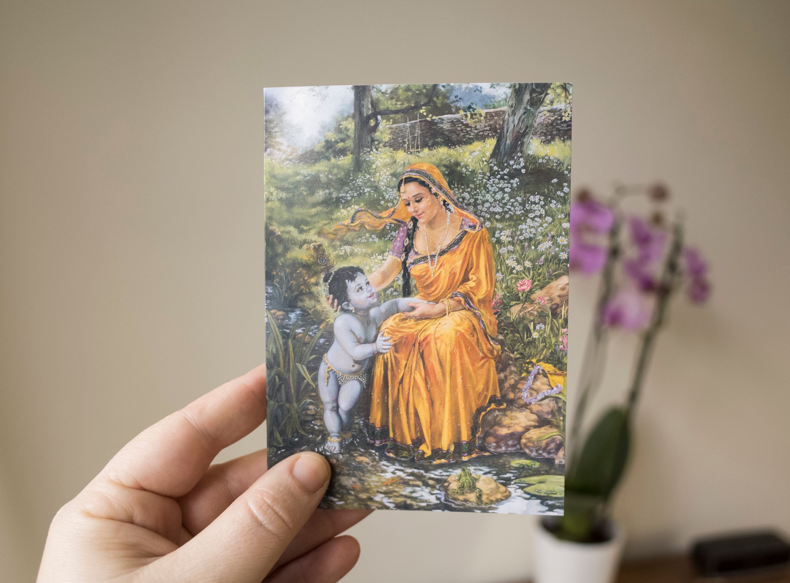 Krishna and Yashoda greeting cards | Blank inside | Bhakti Art | A6 | Free Shipping