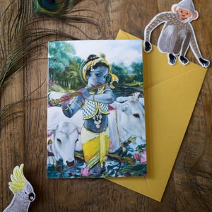 Gopal Grußkarten | Innenseite blanko Bhakti Kunst | DIN A6 | Kostenloser Versand