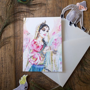 Sri Radha Grußkarten | Innen blanko | Bhakti Kunst | A6 | Kostenloser Versand