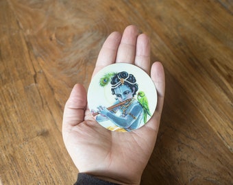 Krishna ronde sticker | vinyl | Waterdicht
