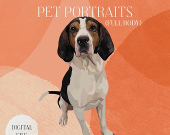 Realistic Digital Pet Portraits (Full Body)- Custom Pet Illustration, Digital Download, Pet Memorial Gift, Dog & Cat Lover Art, From Photo