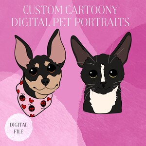 Custom Cartoon Digital Pet Portraits