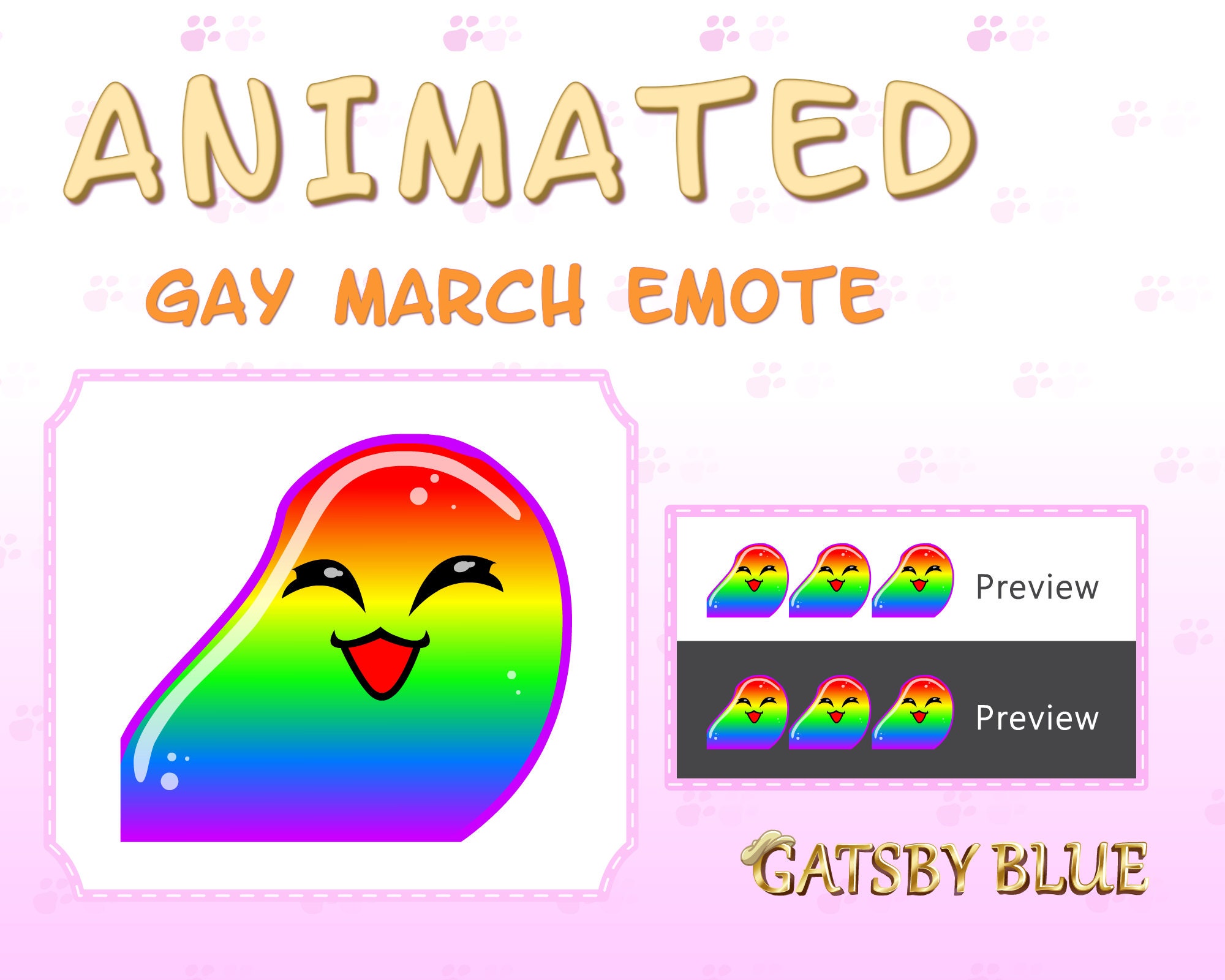 ANIMATED EMOTE | LGBTQ+ | Twitch | Discord | Youtube | Pride | Cute | Blue | Pink | White | Wiggle | Slime | Happy