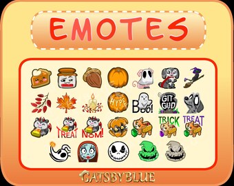 26 AUTUMN EMOTES & 19 SUBBADGES Mega Pack | Sub Badges | Pumpkin | Spooky | Bunny | Leaf | Candle | Corgi | Hampster | Cute | Halloween