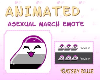 ANIMATED EMOTE | Asexual | LGBTQ+ | Twitch | Discord | Youtube | Pride | Cute | Grey| Purple | White | Black | Wiggle | Slime | Happy
