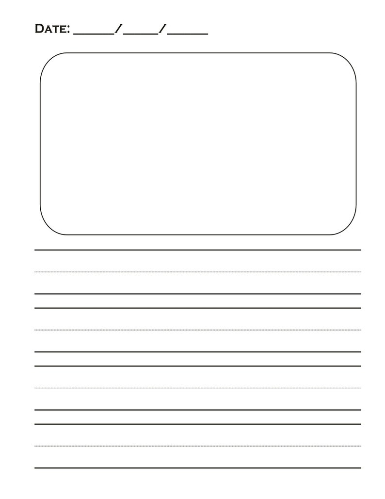 Printable Kids Draw and Write Paper, Kids Handwriting and Drawing Paper ...