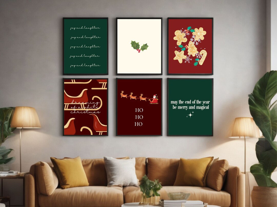 6 Christmas Printables, Christmas Wall Art, Holiday Decor, Christmas ...
