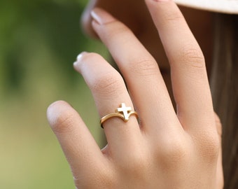 Stackable Sterling Silver Cross Religious Rings * Christian Jewelry Gold Rose Filled Bands * s For Mom Mother Wife Best Friend