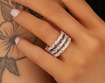 Handmade Dainty Baguette Eternity Stacking Bands * Silver Rose Gold Filled Jewelry * s For Mom Mother Women Wife Best Friend Valentines Day