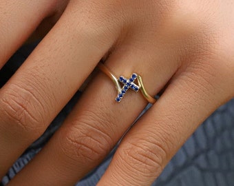 Christian Jewelry Silver Gold Rose Filled Band * Cross Religious Minimalist Birthstone Ring * Baptism  For Mom Mother Wife Girl