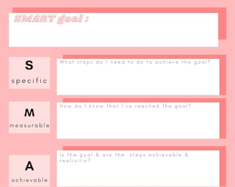 SMART goal template - SMART goal planner - Smart goal PDF - Smart goal journal - Smart goal