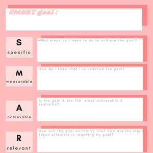 SMART goal template - SMART goal planner - Smart goal PDF - Smart goal journal - Smart goal