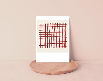 red gingham greeting card minimal blank digital download