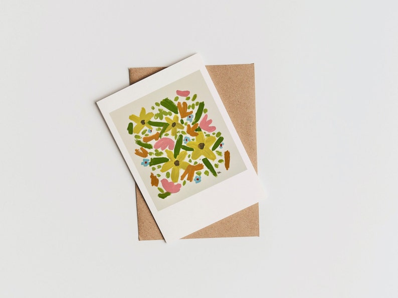 fun floral instant card download hand painted original card artist made polaroid image 2