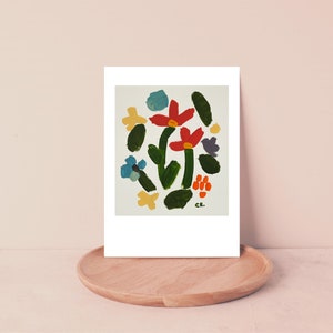 bunte Blume blanko Grußkarte digitaler Download abstrakt verspielt Original Malerei Karte