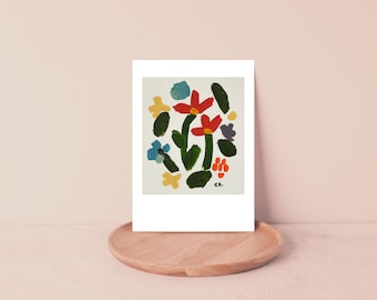 colourful flower blank greeting card digital download abstract playful original painting card
