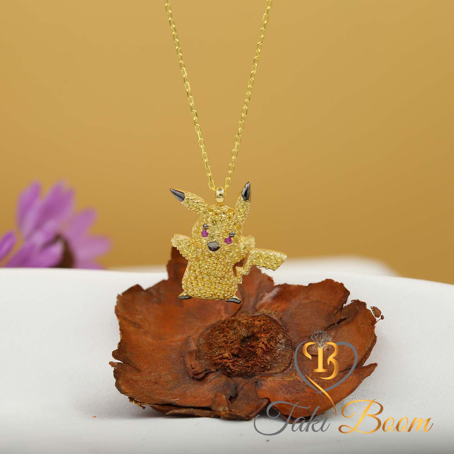 Pokémon Pikachu Enamel Charm Necklace - 16" Silver Plated Chain, Great Gift 8 thumbnail image