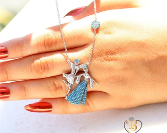 Circassian Necklace, Circassian Jewelrys, Circassian Necklace with Turquoise Stone, Adyge Necklace, Women&#39;s Circassian Necklace, Silver