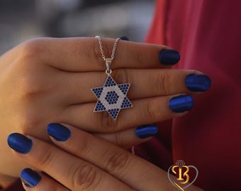Israel Jewelry, Judaica Gifts, October 7th Israeli Jewelry Jewish Star, Magen David Necklace, 925 Sterling Silver Jewish Star Necklace