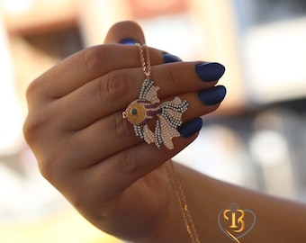 Collar de pez, colgante de pez ángel, joyería de pez, collar decorativo con forma de pez