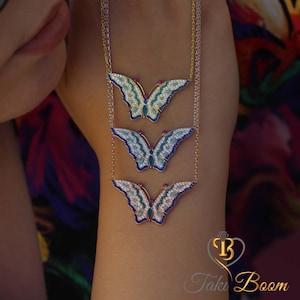 Butterfly Necklace for Fairy Girls, Blue Butterfly Necklace, Elegant Butterfly Necklace for Women and Girls, Butterfly Jewelry Gift, Silver