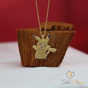 Collar de Pikachu de Pokémon - Regalo para amantes del anime - Collar con figura de Pikachu - Linda joyería de anime - Ideal para cosplay - Regalo de Pokémon