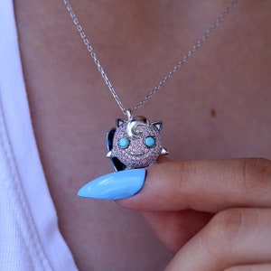 Pummeluff Pokemon Kette, Pokemon Schmuck, Pokemon Silberkette, Kinderkette, 14 K vergoldet