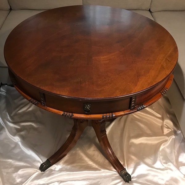 Large Duncan Phyfe Style Drum Table - Shipping is Not Free - Please read the listing.