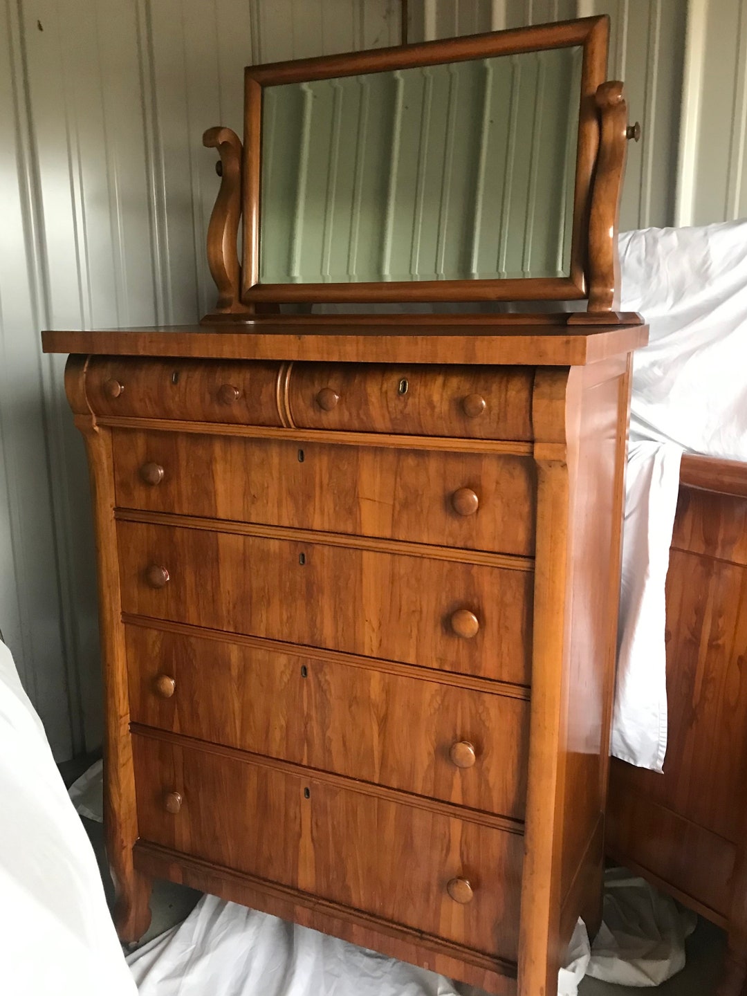 Antique Tiger Oak Highboy Dresser Etsy