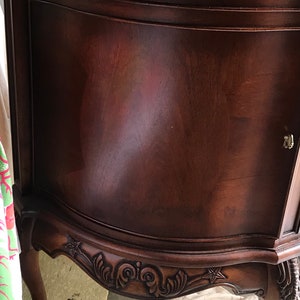 Grand Buffet Bas Style Chippendale Anglais - Bois Vernis - 225 Cm - Occasion